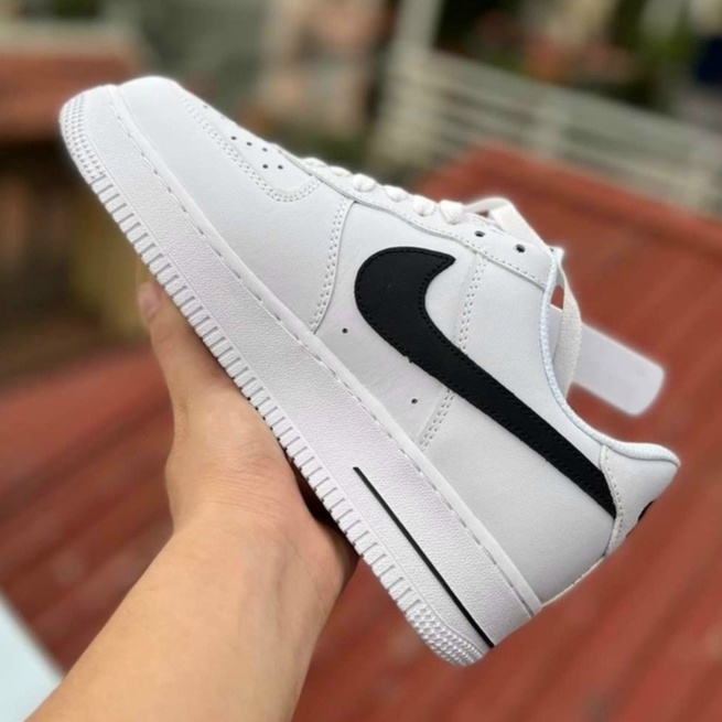 Giày thể thao AF1 trắng vệt đen nam nữ, giày sneaker AIR FORCE trắng tích đen thấp mới Hot Hit 2022