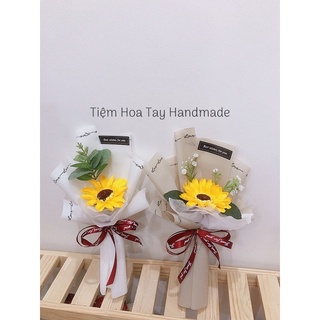 Hoa sáp hướng dương bó 1 bông mix lá  kiểu đơn giản