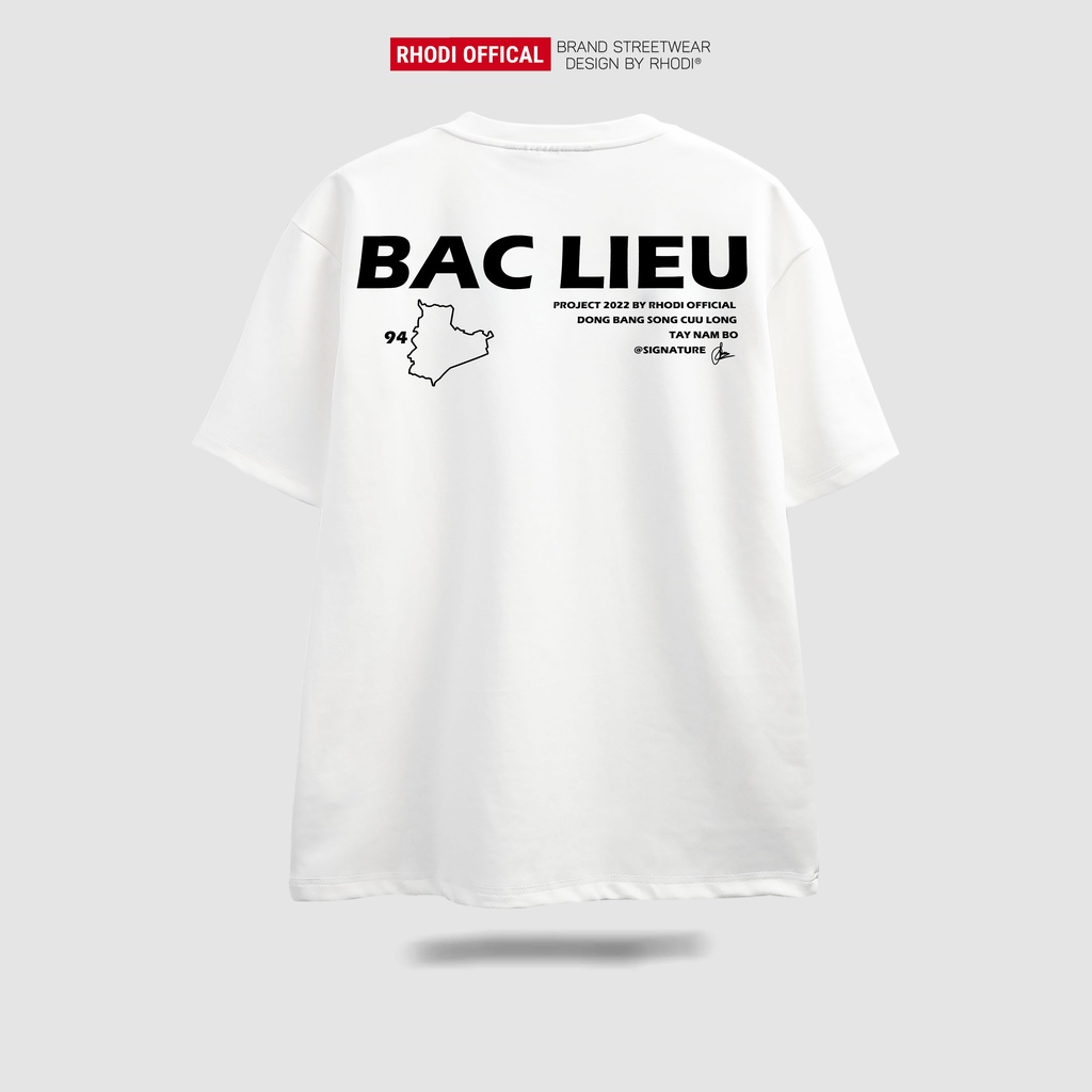 Áo thun local brand RHODI phông cổ tròn tay lỡ unisex nam nữ thế hệ genz Text Bạc Liêu