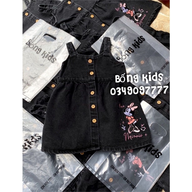 Yếm Váy Bé Gái Minnie Denim Đen PR