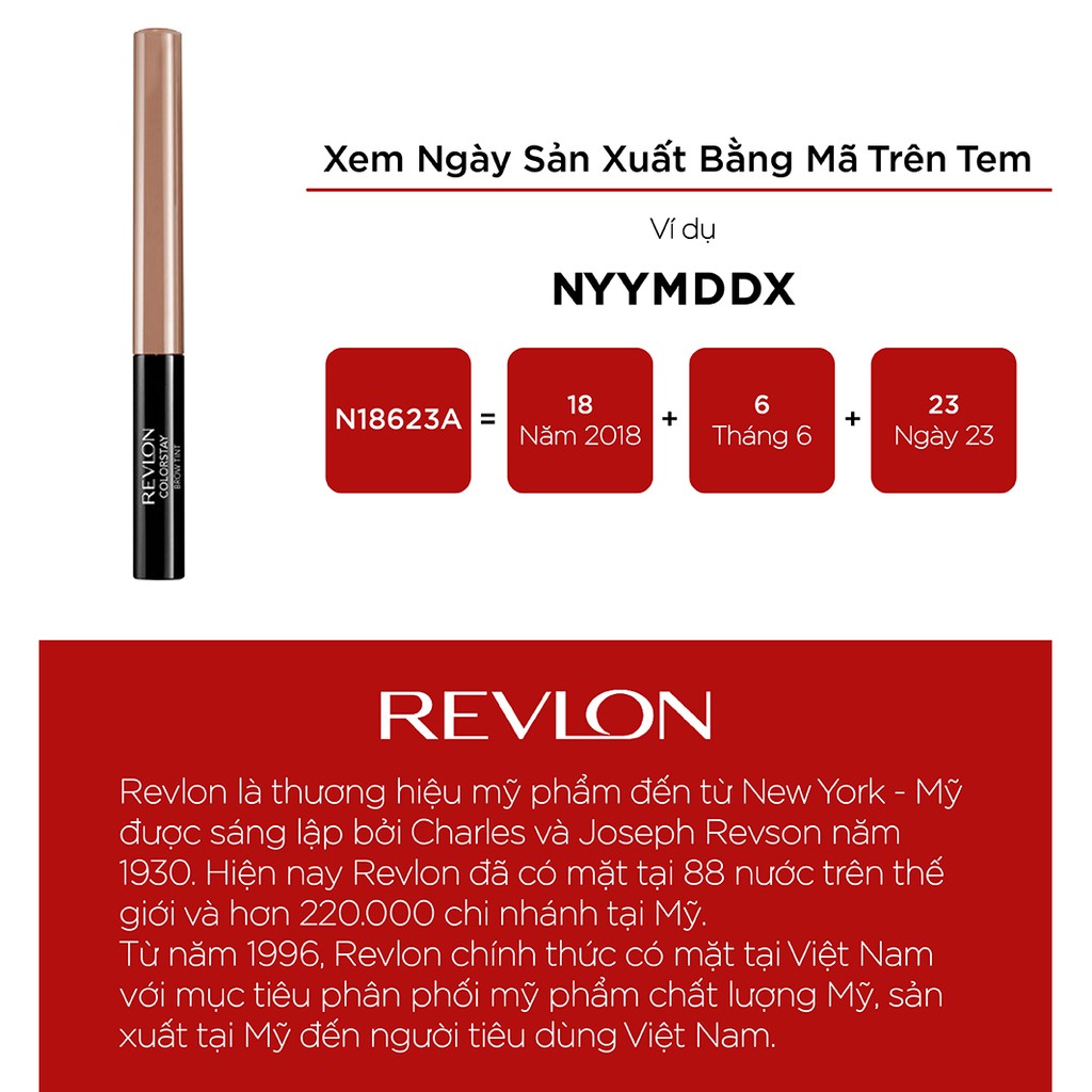 [Mã FMCGM50 - 8% đơn 250K] Kẻ lông mày dạng lỏng và lâu trôi Revlon Colorstay Brow Tint (HSD dưới 1 năm) | BigBuy360 - bigbuy360.vn