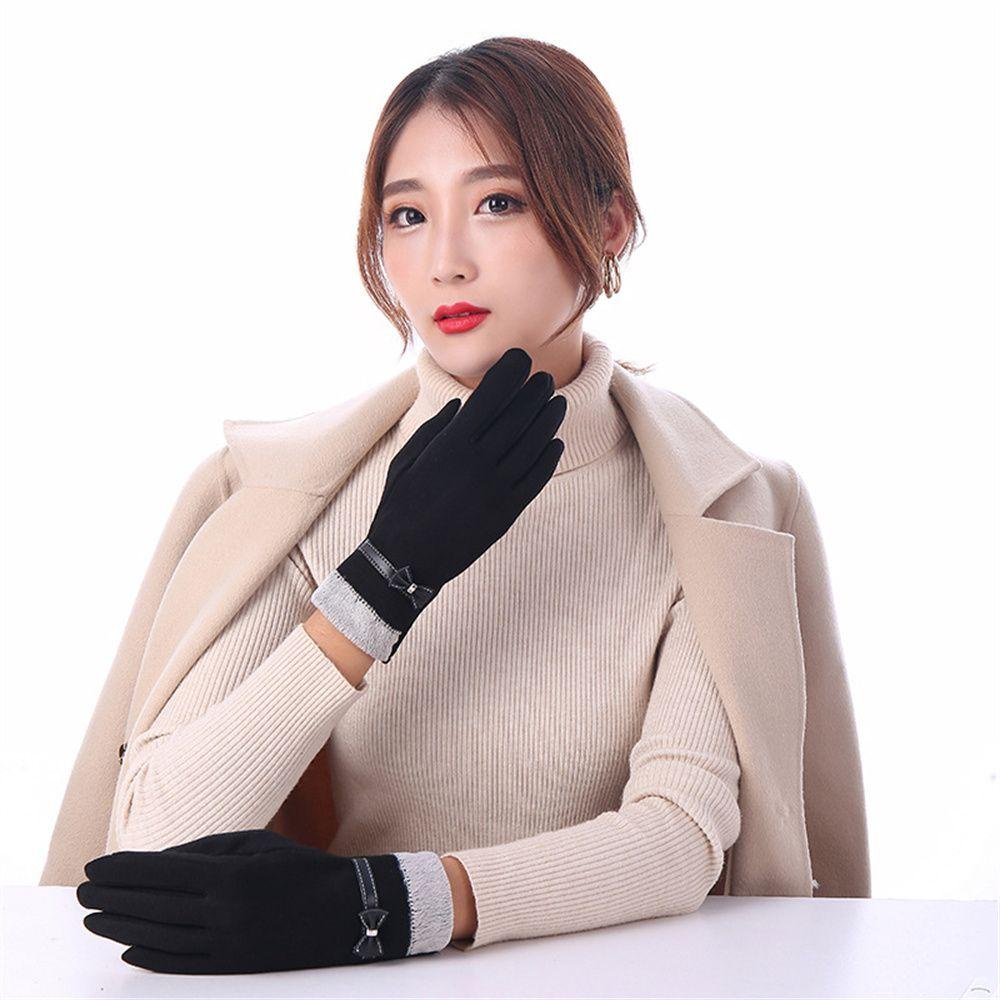EUTUS Găng Tay Nhung Thời Trang Bốn Nút Có Thể Chạm Màn Hình Cảm Ứng