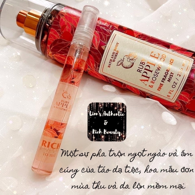 RUBY APPLE &amp; ROSEWOOD - Xịt Thơm Toàn Thân Body Mist Bath &amp; Body Works