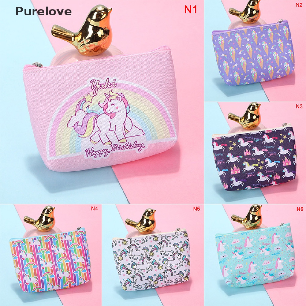 Ví đựng tiền xu mini in họa tiết kỳ lân đáng yêu