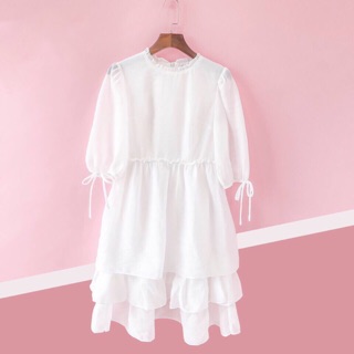 Đầm baby doll bèo trắng