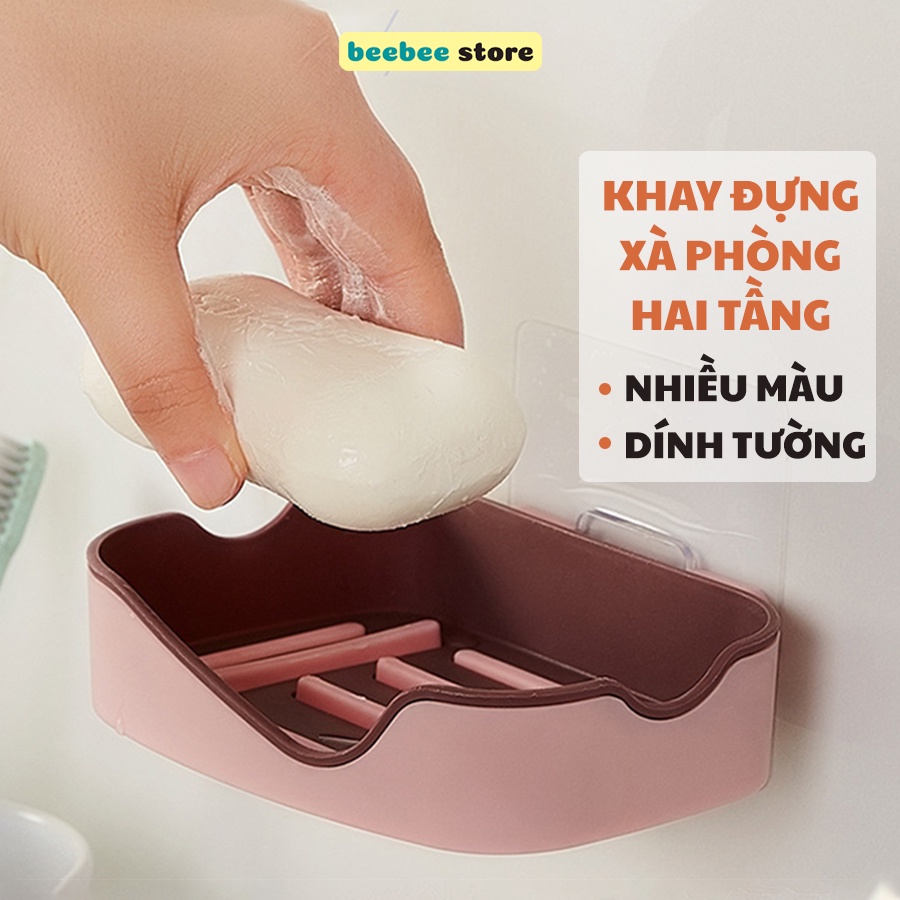 Khay Đựng Xà Phòng Dán Tường Hai Tầng Nhiều Màu Dễ Thương Cao Cấp Z010 [Rẻ]