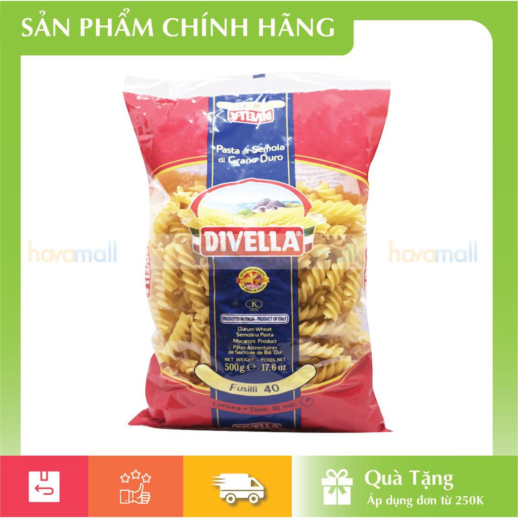 Nui Xoắn Divella Fusilli Số 40 (500g)