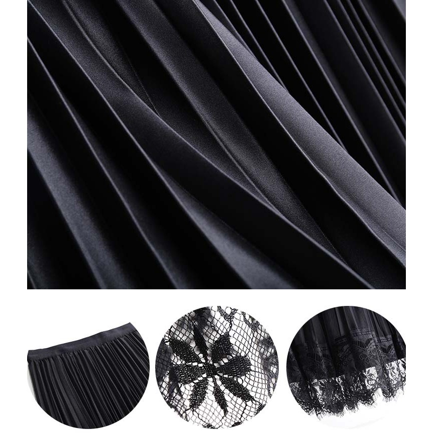 [Mặc 2 mặt] Chân váy xếp ly xòe dài phối ren 2 tầng Quảng Châu cạp thun - Trumomy | BigBuy360 - bigbuy360.vn