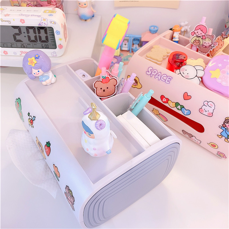 Desktop Cute Cartoon Tissue Box Storage Box Glove Box Living Room Home Creative Remote Control Room Organizing Box