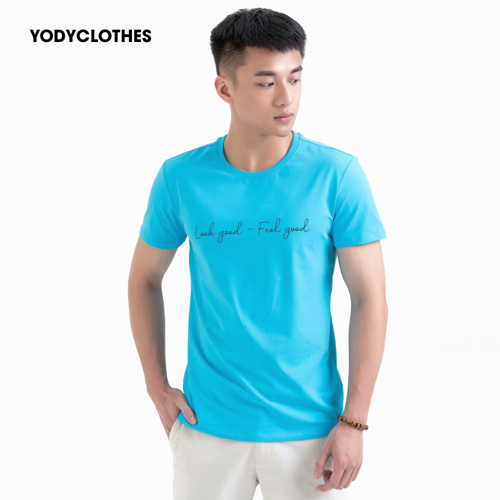 YODY áo thun phông nam cổ tròn tay ngắn vải cotton mát mẻ PPM3461