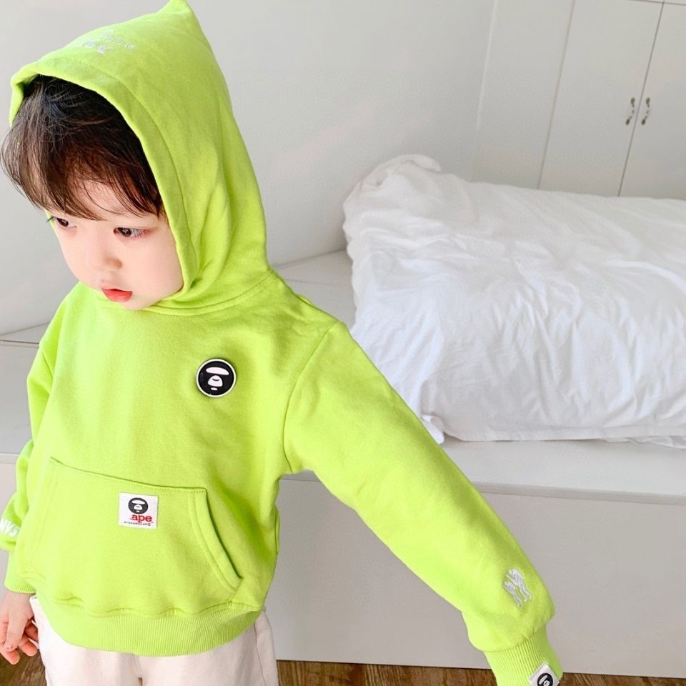 Áo Hoodie Màu Xanh Lá Dạ Quang Phong Cách Nhật Bản Thời Trang Xuân Thu Mới Cho Bé Trai / Gái