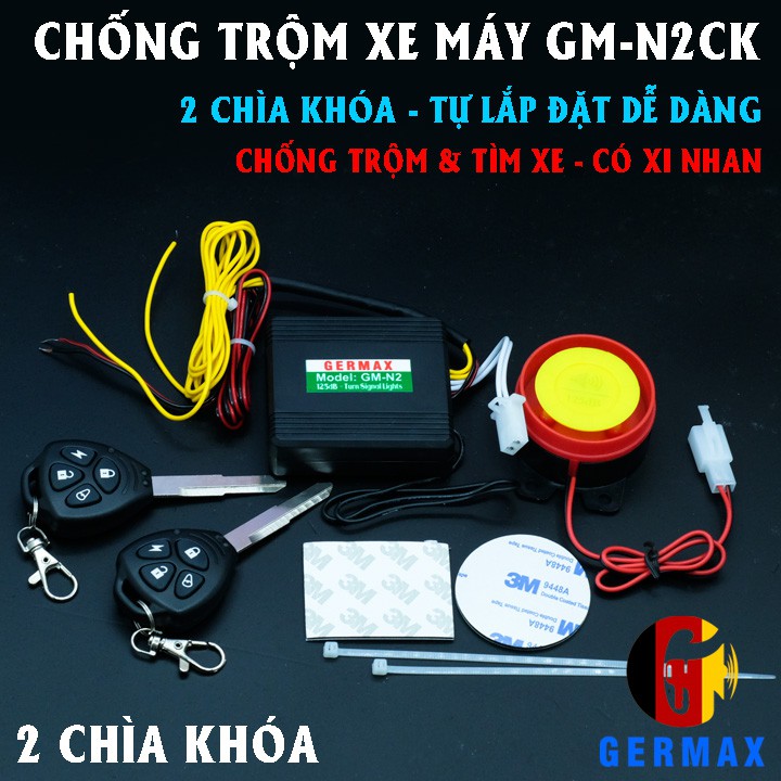 Chống trộm xe máy tự lắp 2 remote kết hợp chìa, có xi nhan GM-N2CK