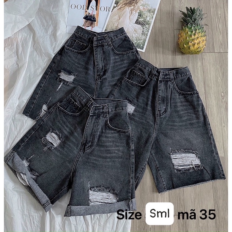 Quần Short Ngố Jean Nữ Rách Lưng Cao Size SML Quần Short Nữ 40kg đến 55kg Hàng VNXK Ms35