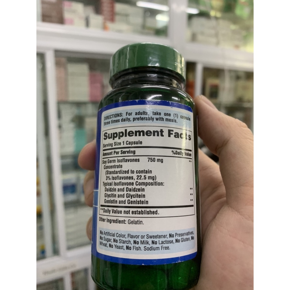 Puritan's Pride Soy Isoflavones 120 viên Tinh chất mầm đậu nành làm đẹp và bổ sung estrogen nội tiết nữ