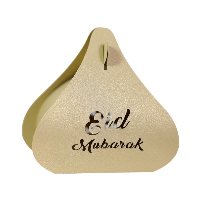 Set 100 Hộp Giấy Đựng Kẹo Sô Cô La Hình Tam Giác In Chữ Eid Mubarak