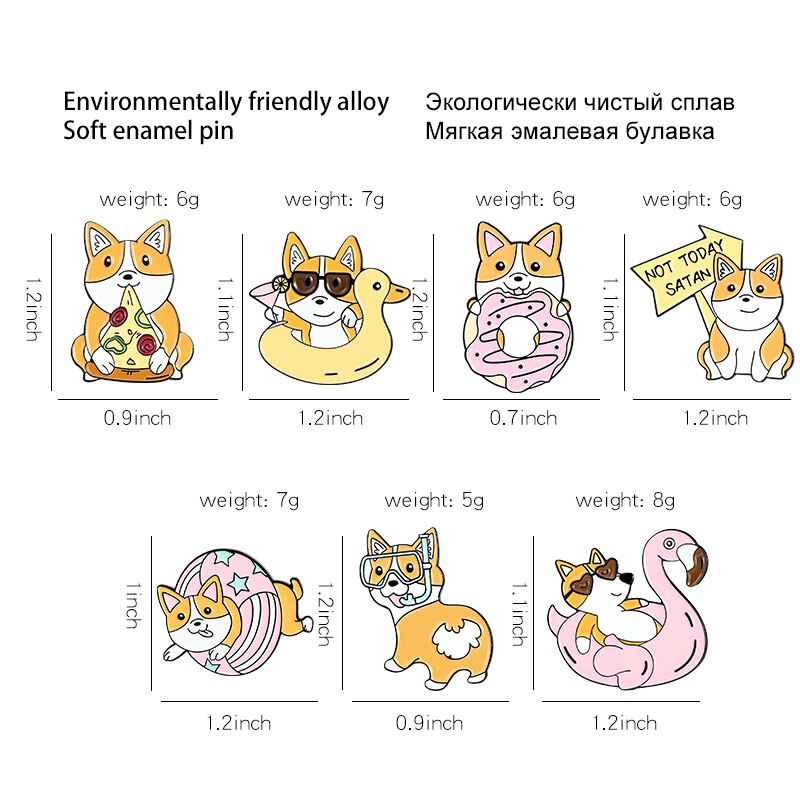 Ghim cài áo hình chú chó corgi hoạt hình dễ thương