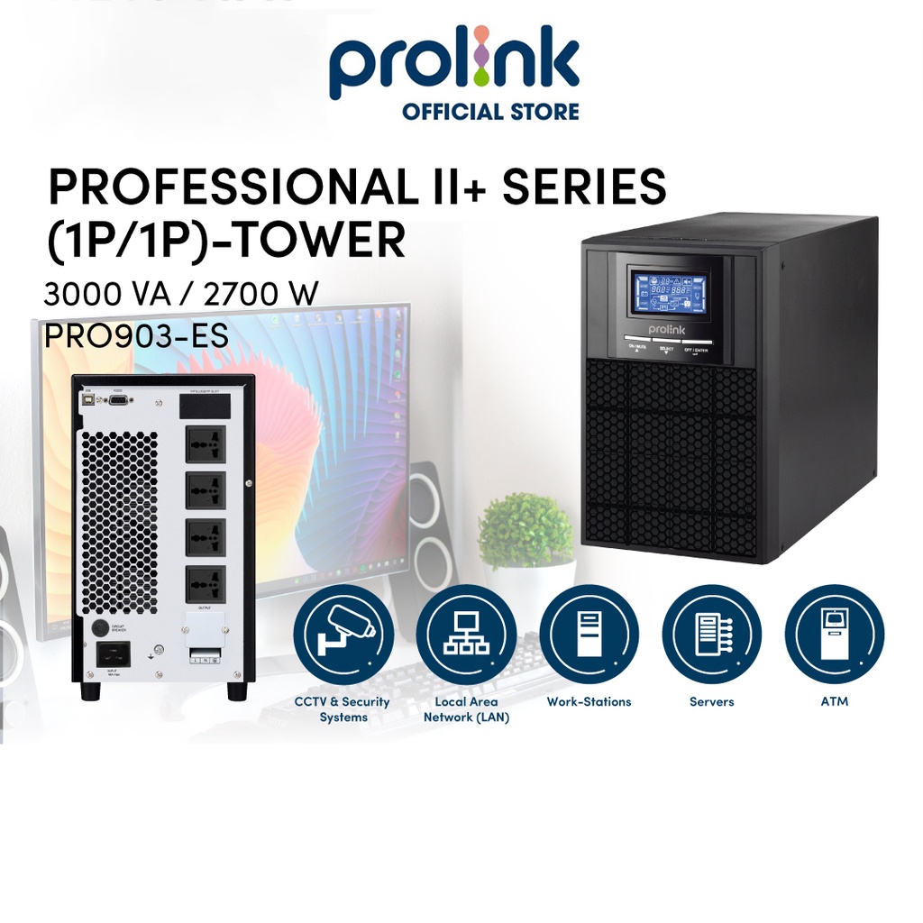 Bộ lưu điện UPS Online PROLiNK PRO903-ES (3000VA/2700W) bảo vệ tối đa các phụ tải quan trọng trong ứng dụng công nghệ