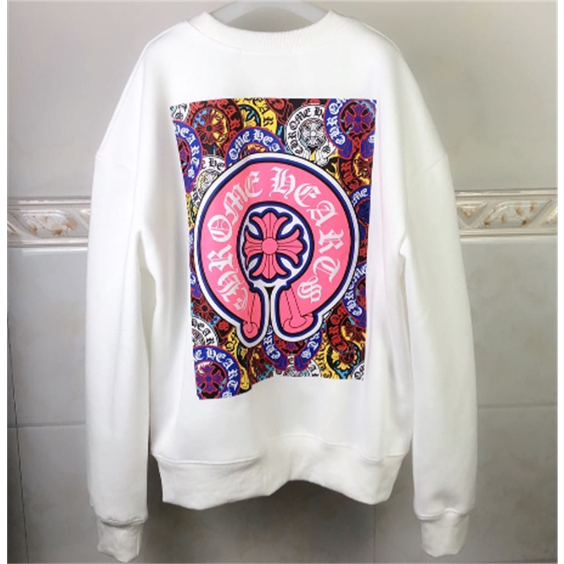 Áo thun tay dài cổ tròn bằng cotton in họa tiết Chrome Hearts cổ điển thời trang cho nam và nữ