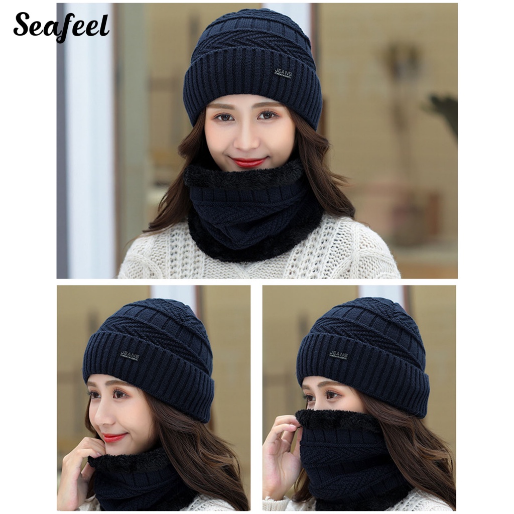 Set 2 Mũ Len Đan Giữ Ấm Cổ Thời Trang Nữ
