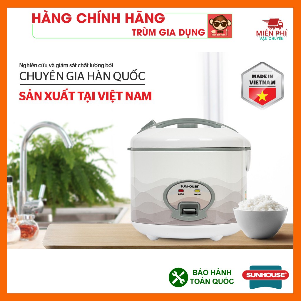 Nồi cơm điện Sunhouse SHD8062 1,8 lít, nồi cơm điện Sunhouse siêu bền, bảo hành toàn quốc 12 tháng.