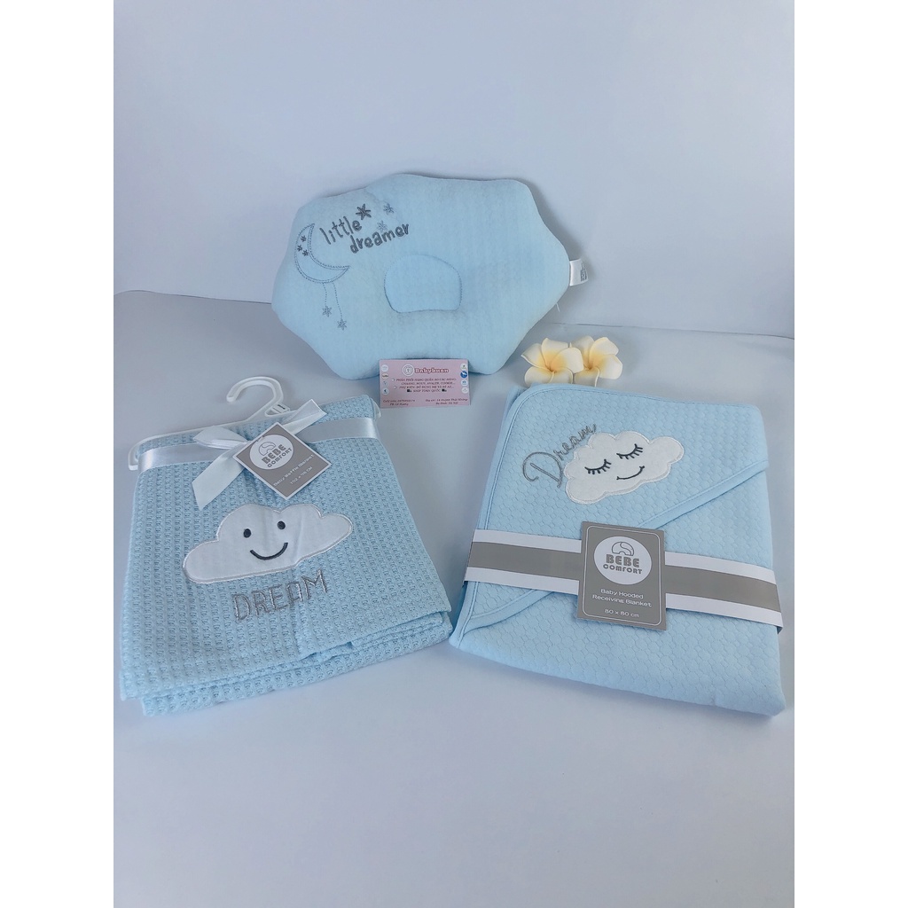 Combo Gối,Chăn Ủ Trần Bông Và Chăn Lưới Bebe Comfort Cho Bé Sơ Sinh Babibu - GCBC