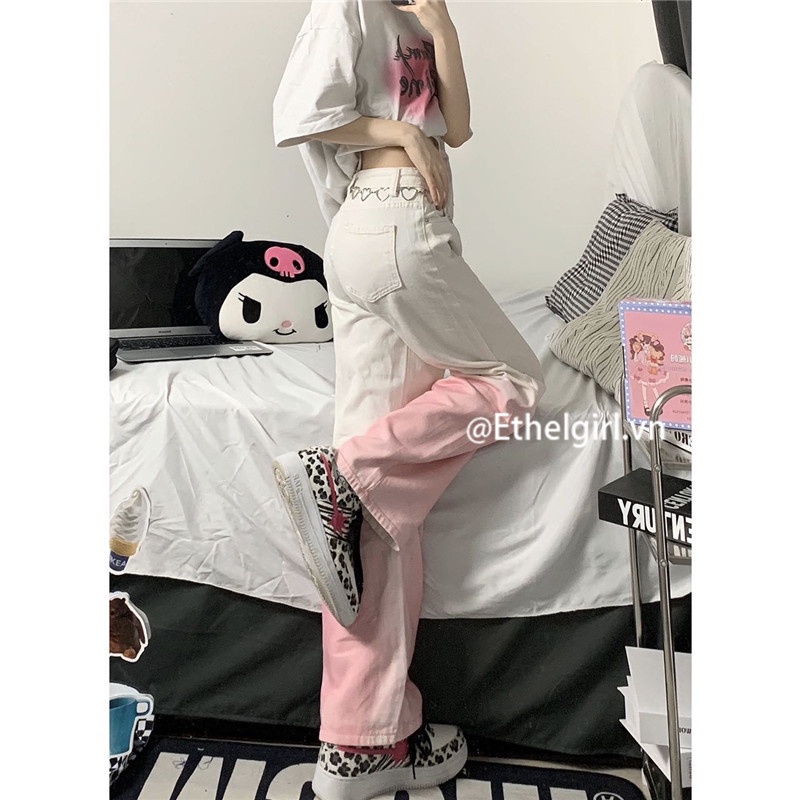 Quần jeans Nữ Dài Lưng Cao Dáng Rộng Thời Trang Phong Cách