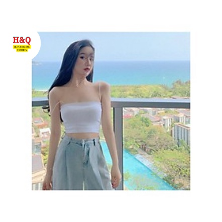 Áo 2 dây nữ croptop ôm sợi bún thun gân đẹp 100% cotton tím, trắng, đen mặc trong siêu mát _ Huyền Quang