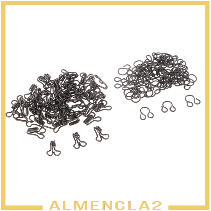 [ALMENCLA2] 100 Sets Metal Hook and Eye Fasteners Silver for Dressmaking Sewing Supplies