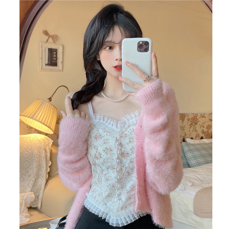 Áo Bra 2 Dây Có Đệm Ngực Thiết Kế Họa Tiết Hoa Nhí Phối Ren Đính Khuy Ngọc Phong Retro Hot Nhất 2022 | BigBuy360 - bigbuy360.vn