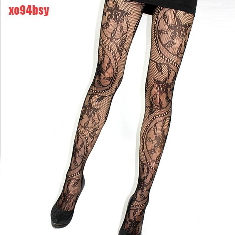 [xo94bsy]Women's Black Lace Fishnet Hollow Patterned Pantyhose Tights Stocking Lingerie
