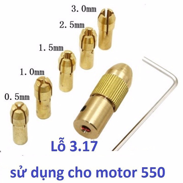 bộ đầu kẹp khoan mini trục 3.17