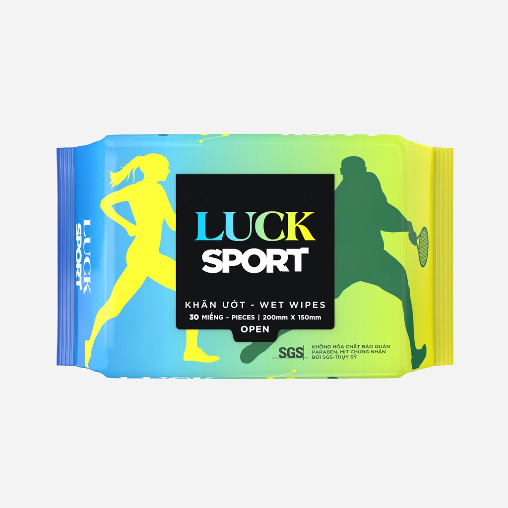 Combo 2 Khăn giấy ướt khử mùi cơ thể Luck Sport tinh dầu bạc hà 30 tờ