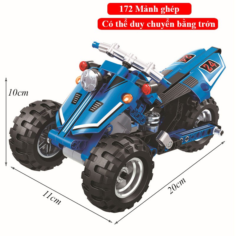 Đồ chơi lắp ráp xe moto phân khối lớn có thể chạy bằng trớn nhiều màu sắc chất liệu nhựa ABS cao cấp