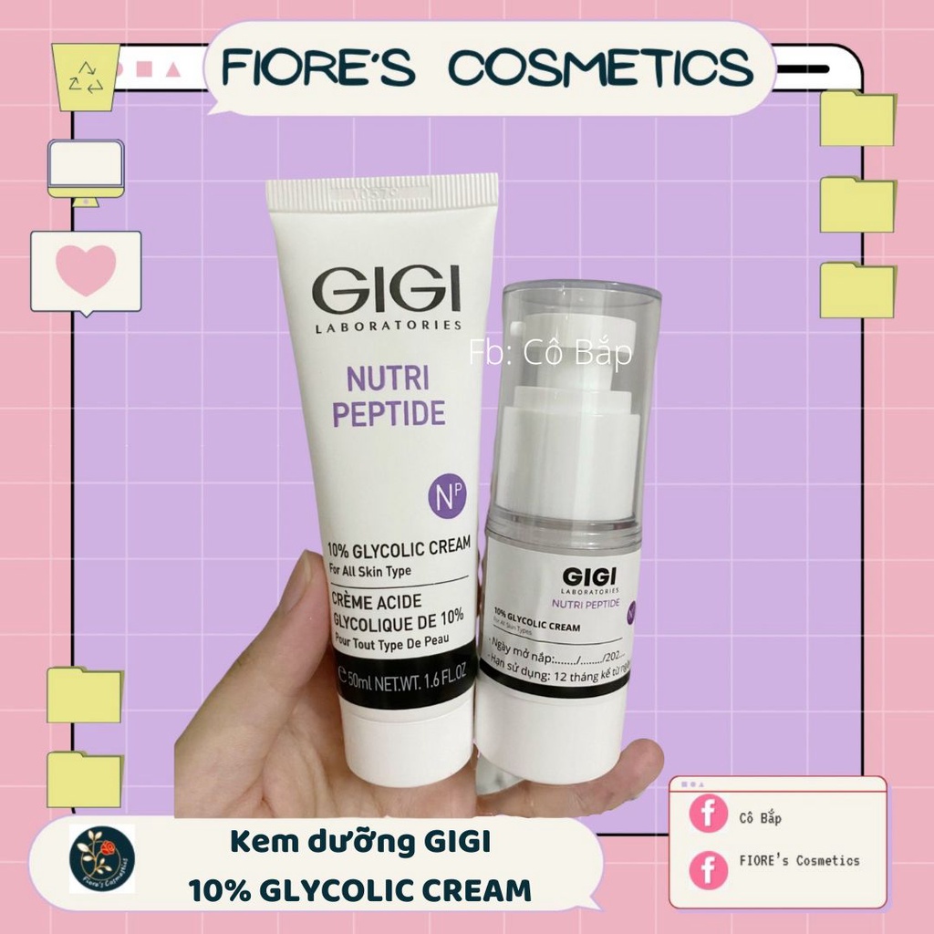 GIGI Nutri Peptide Glycolic Cream 10% Kem Dưỡng Tẩy Da Chết Làm Sáng Da, Chống Lão Hóa 50ml
