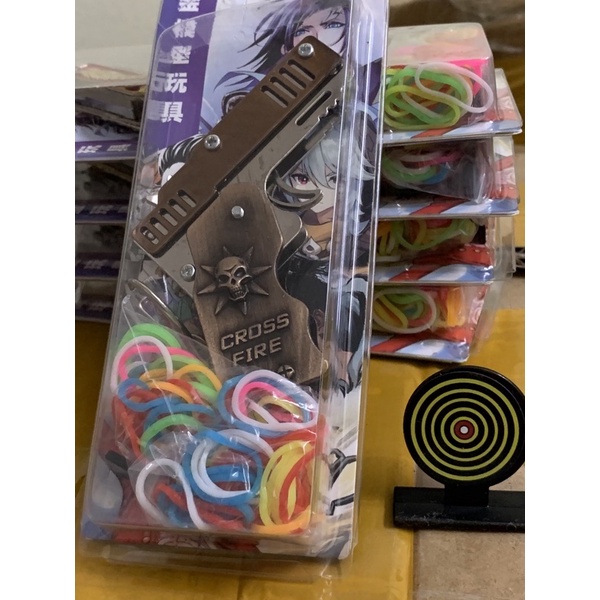 [ Rẻ Vô Địch ] Súng Bắn Dây Thun Móc Chìa Khoá Dạng Đồ Chơi Gấp Gọn Tặng Dây Thun Và Bia.