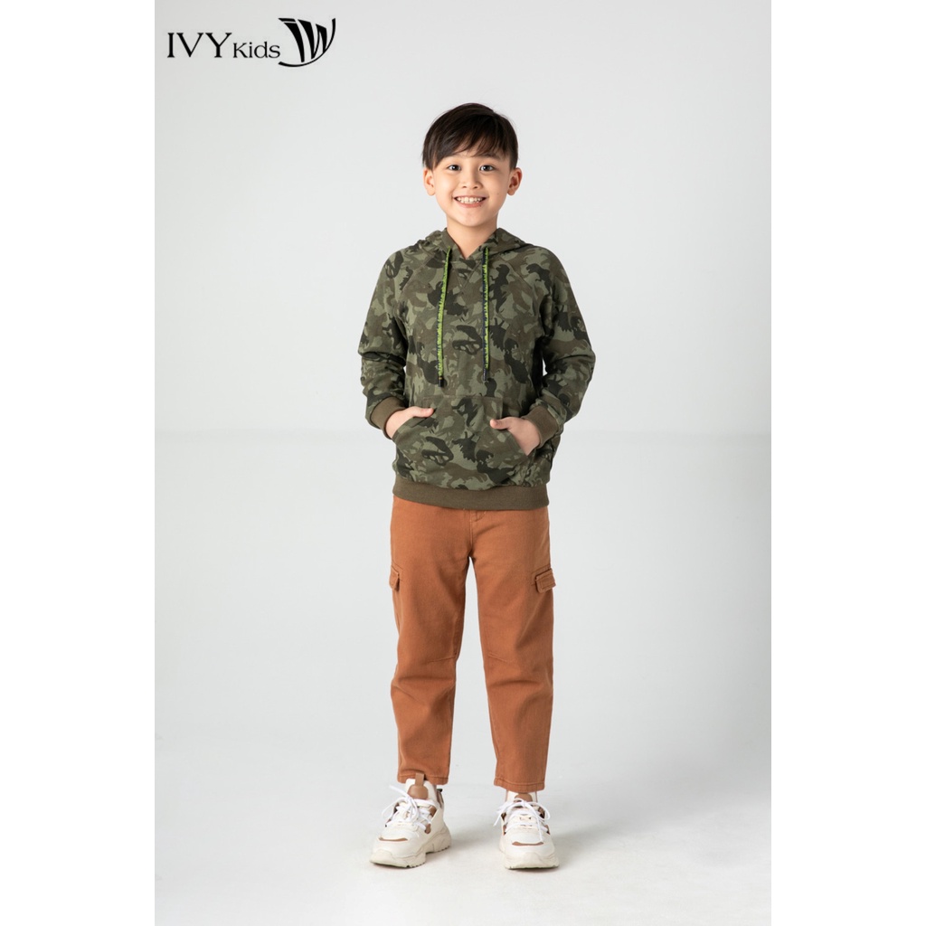 Áo hoodie rằn ri bé trai IVY moda MS 59K1426