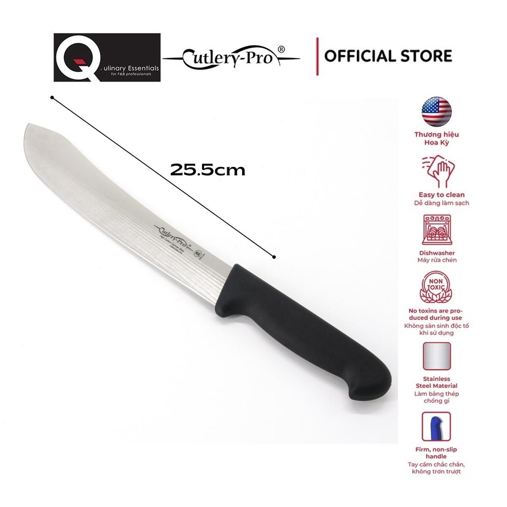 Dao Thái Thịt Cutlery-Pro Cán Đen 255Mm