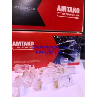 Hạt mạng RG45 chính hãng AMTAKO chân đồng(100 chiếc)