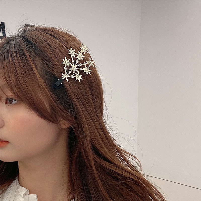 Kẹp Tóc Hình Ngôi Sao Đính Đá Lấp Lánh Thời Trang Cho Nữ