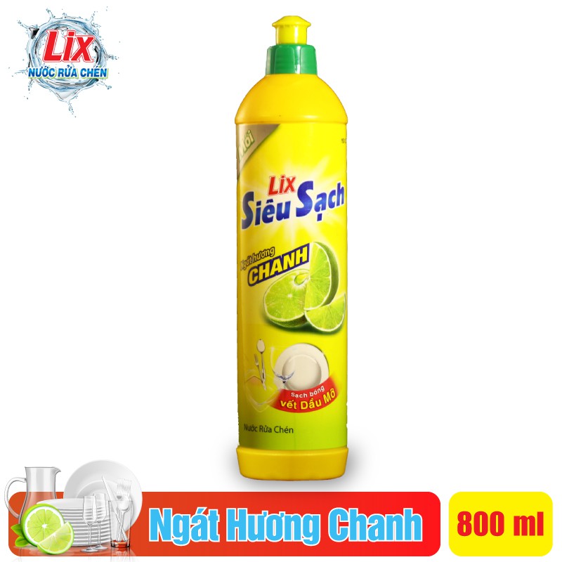 Nước Rửa Chén LIX 800ml Siêu Sạch Hương Chanh - NS801