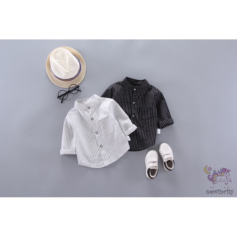 Áo Sơ Mi Kẻ Sọc Phong Cách Hàn Quốc Cho Bé Trai