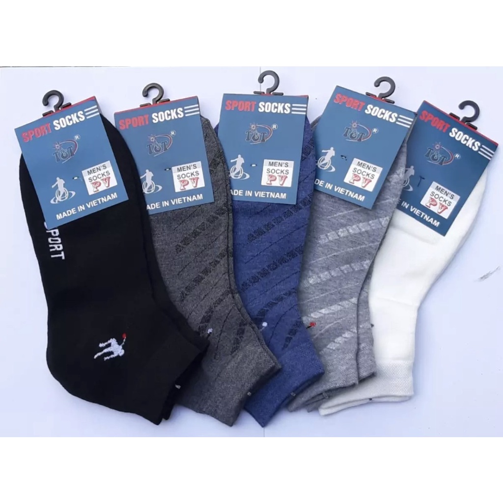 [HCM] Combo 5 đôi vớ nam cổ trung,100% thun Cotton Siêu co giãn, thương hiệu : Công ty T&amp;T ,Hàng Việt Nam chất lượng