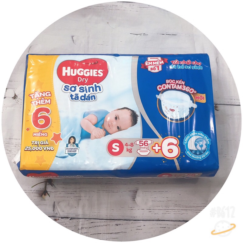 Tả dán Sơ Sinh Huggies S56 <tặng kèm 6 miếng>