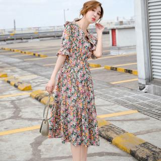 Đầm chiffon hoạ tiết hoa