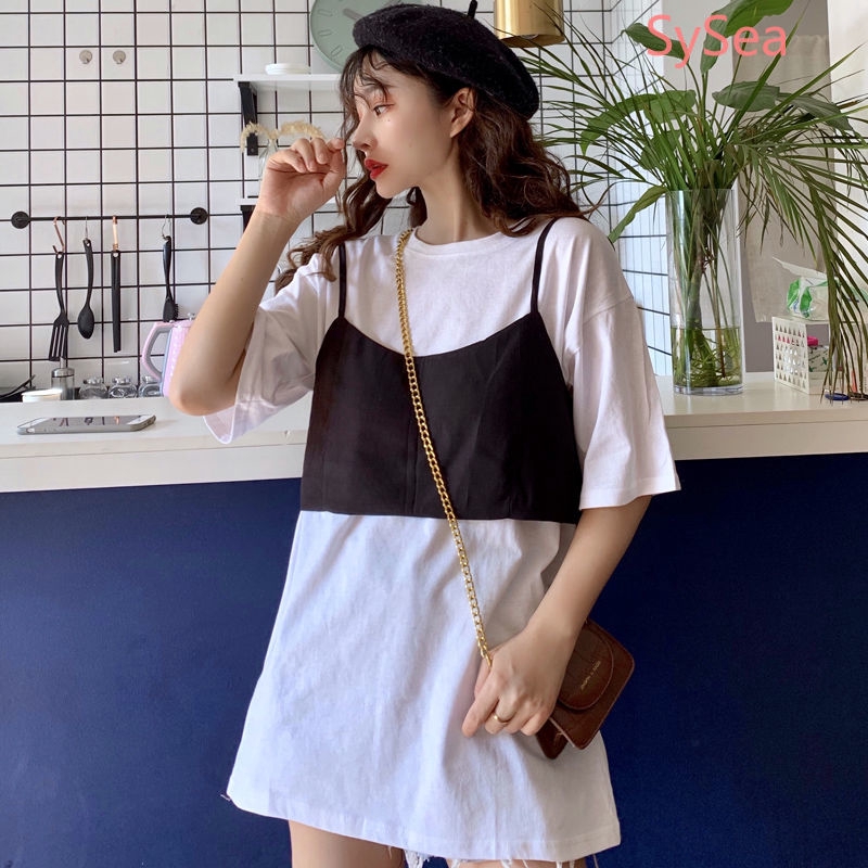 Two Pieces Women's Summer Short Sleeve Casual Loose T-shirt