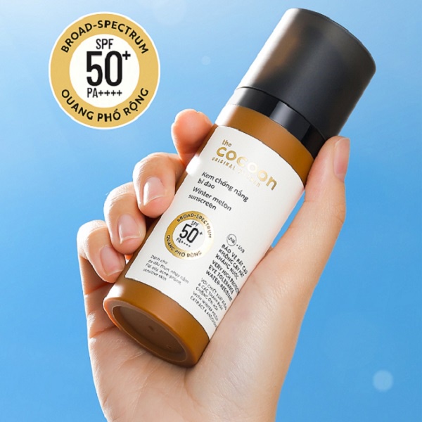 Kem Chống Nắng Bí Đao Quang Phổ Rộng, Bảo Vệ Rất Cao Spf 50 +, Pa ++++ Cocoon 50ml