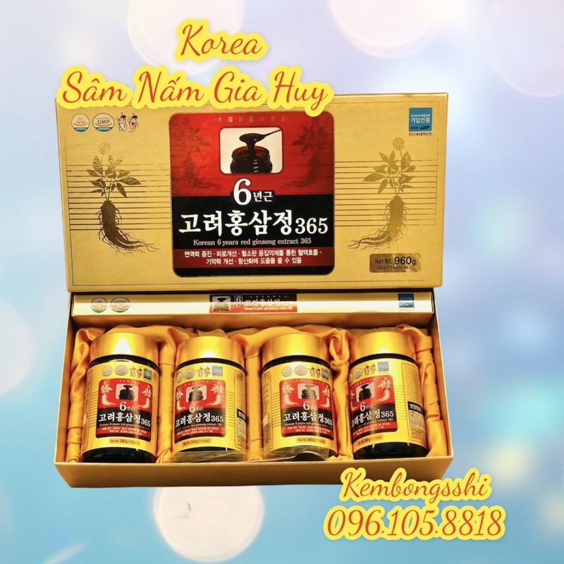 Cao Hồng Sâm 365 Hàn Quốc, Hộp 4 lọ, 240ml