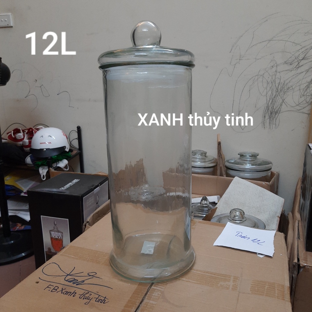 Bình thủy tinh trụ trơn - Dung tích 12 Lít