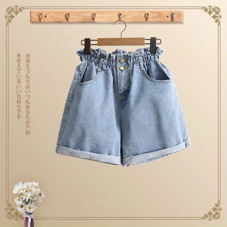 Quần Short Jean Nữ Ống Rộng LƯNG THUN Chất Bò Phối 2 Nút Phong Cách Ulzzang Hàn Quốc 430 | WebRaoVat - webraovat.net.vn