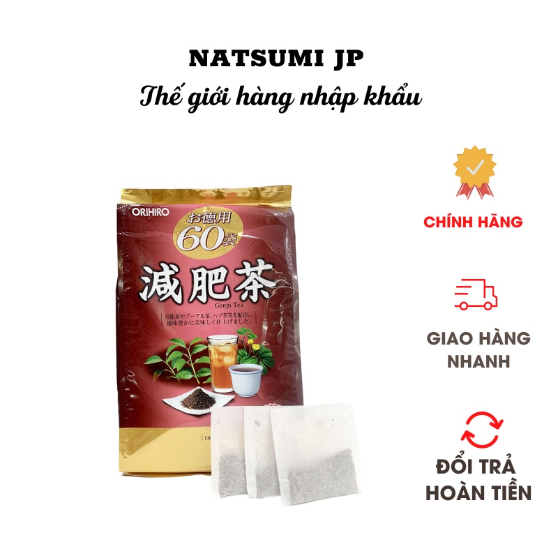 Trà giảm mỡ bụng Genpi Orihiro 60 túi lọc chính hãng Nhật Bản( Date 2026)